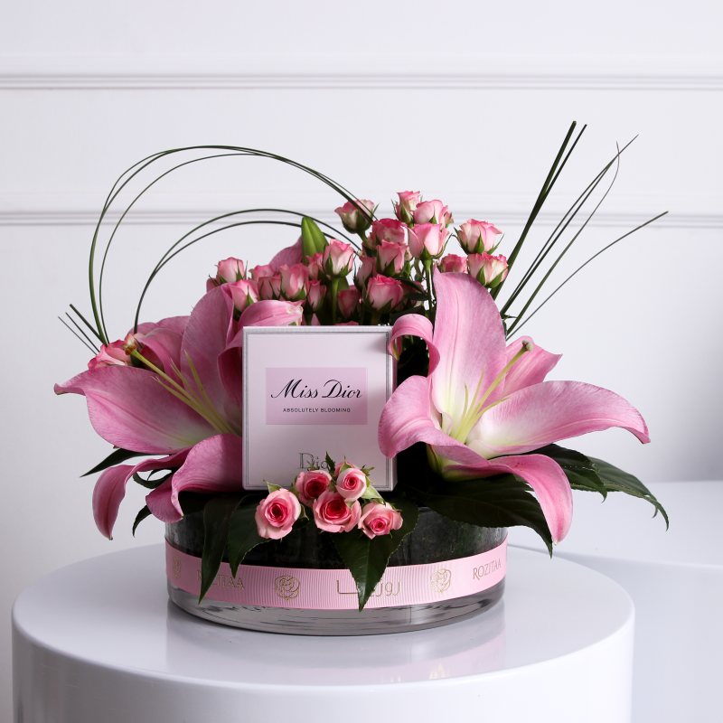 Pink Beauty Vase with Miss Dior Perfume