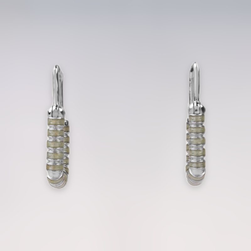 Screw Lock Grass Green Silver Earrings (2)