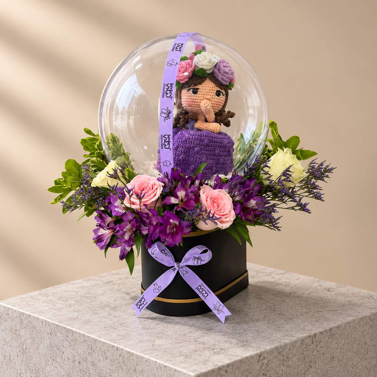 Bride Flower Box with Crochet Doll (3)