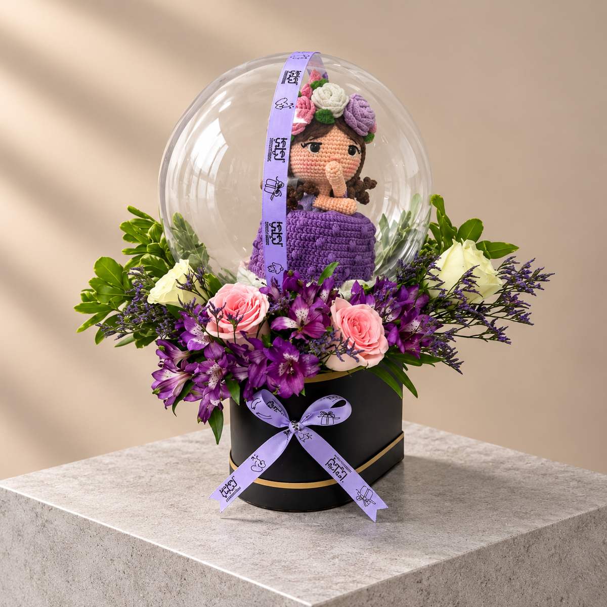 Bride Flower Box with Crochet Doll (4)