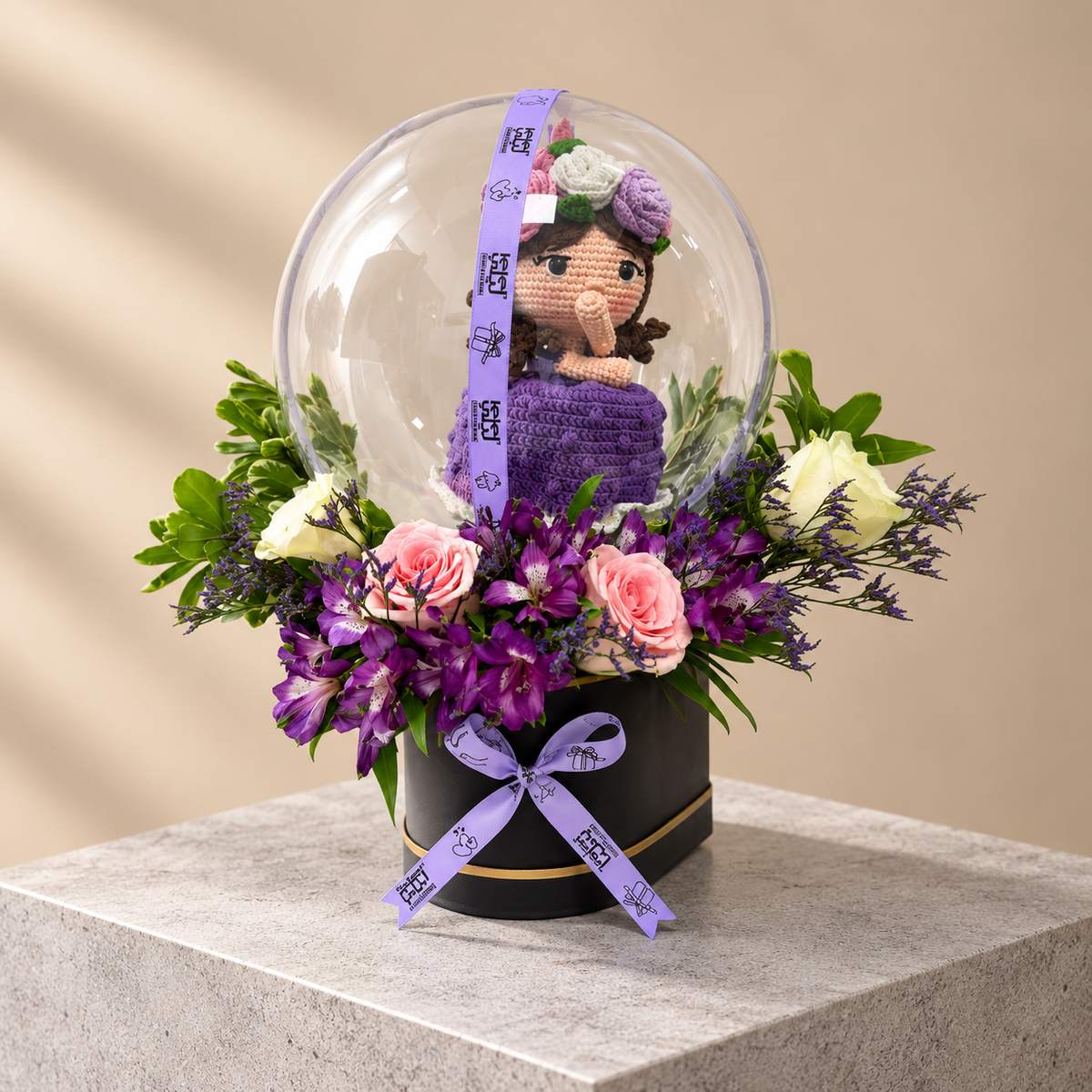 Bride Flower Box with Crochet Doll (5)