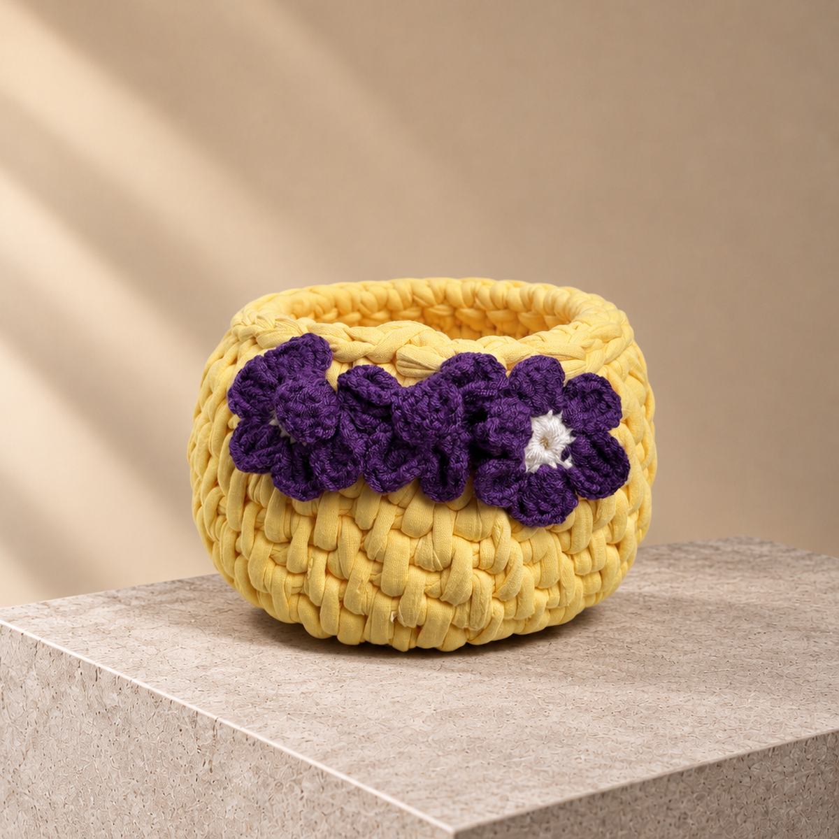 Violet Blooms Crochet Basket