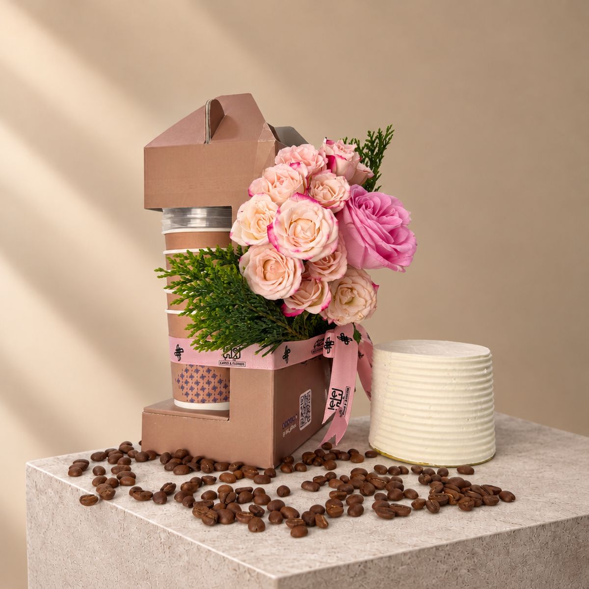 Coffee Aroma Bouquet with Cake