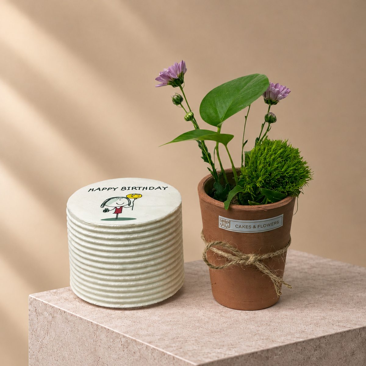 Clay Pot Plant with Mini Cake (3)