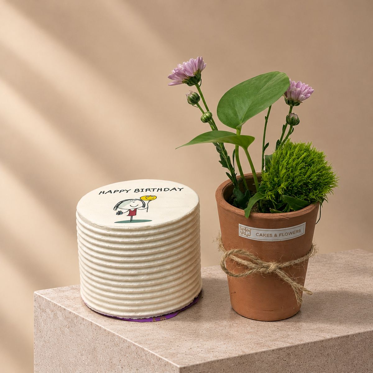 Clay Pot Plant with Mini Cake (4)