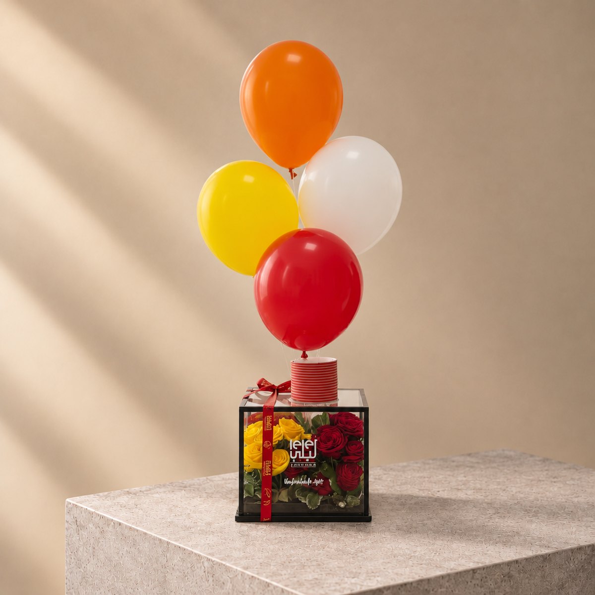 Birthday Box with Roses, Cake and 4 Balloons (4)