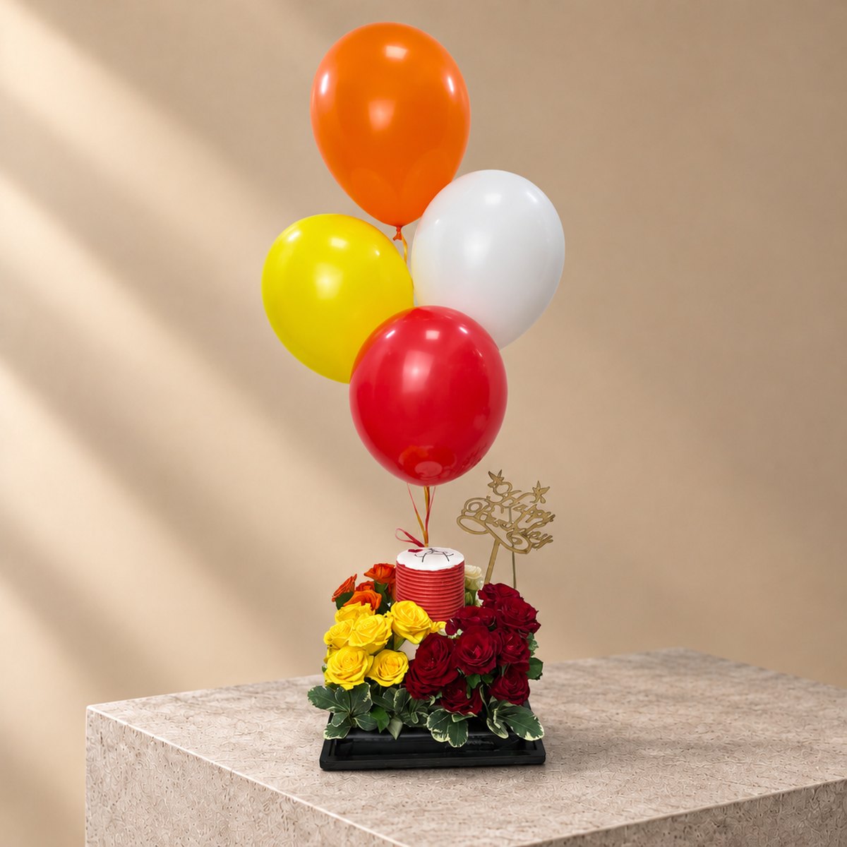 Birthday Box with Roses, Cake and 4 Balloons (5)