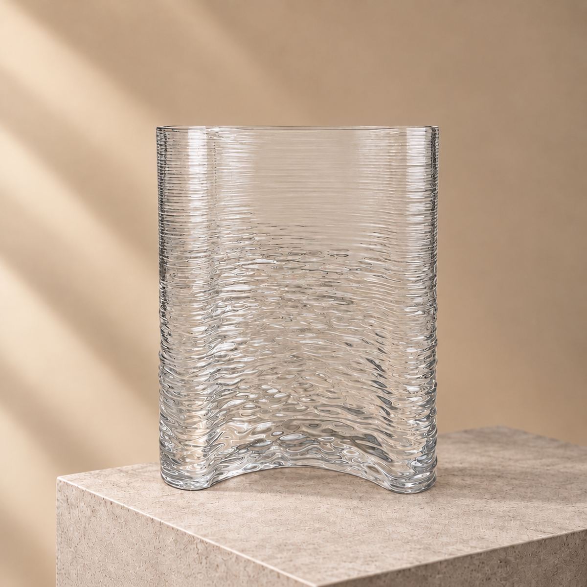 Clear Wave Glass Vase (2)