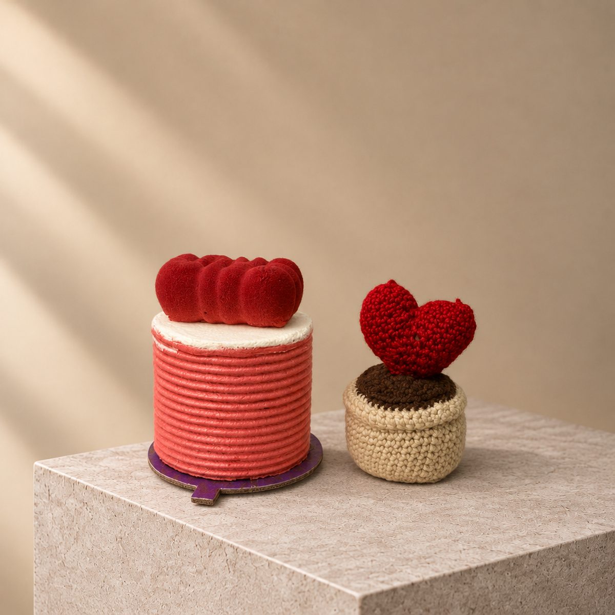 Love You Forever Cake with Crochet Heart (2)
