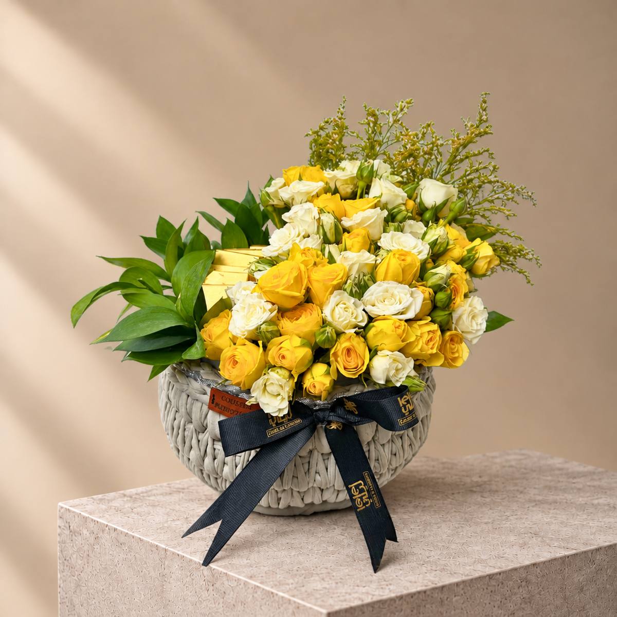 Basket of Love with Baby Roses and Chocolate (2)