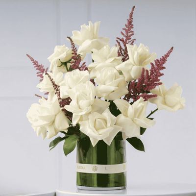 White Rose Vase