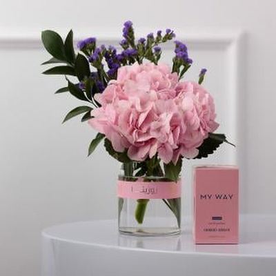 Hydrangea Vase with My Way Perfume