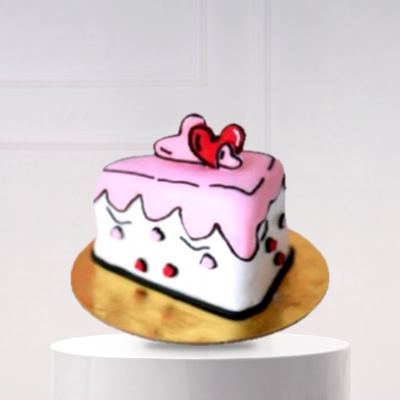 كوميك كيك (رسمة قلوب) ريد فلفت