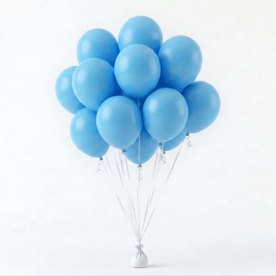 Set of 10 Sky Blue Helium Balloons