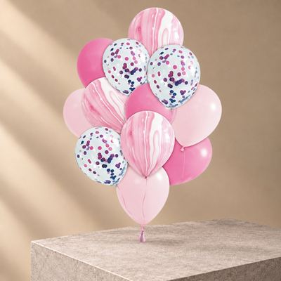 بالونات عيد ميلاد وردية 12 قطعة